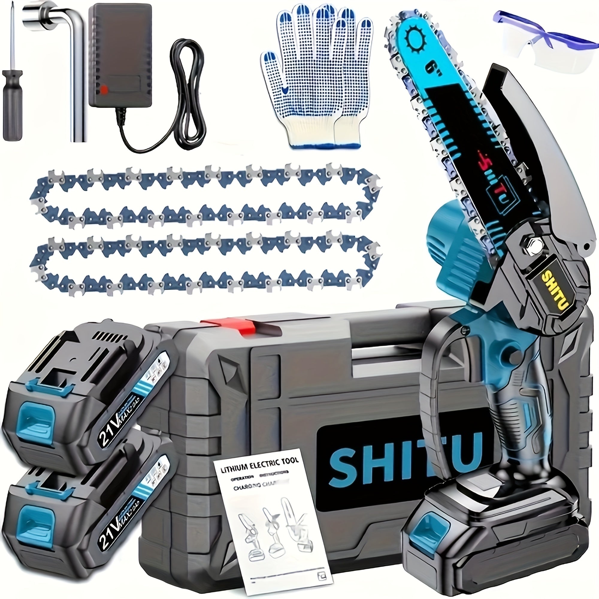 Mini ChainsawCordless, Lightweight & Portable Handheld Electric Tree Cutter with Splash Guard, Security Lock, Optional Rechargeable Battery, And Safe Trimming for Quick Cutting Of Tree Branches, Courtyard, Household, And Gard