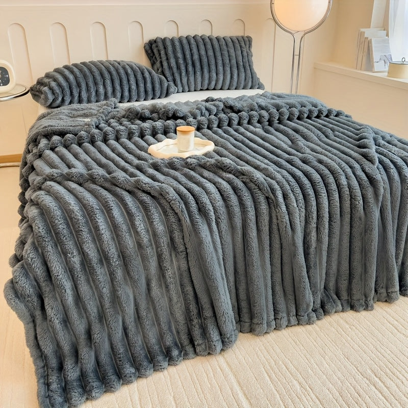 Luxury Faux Rabbit Fur Blanket, Solid Color Simple Style - Soft, Warm, and Comfortable, Suitable for Sofa, Bed, Office, and Travel - Multipurpose, Gift