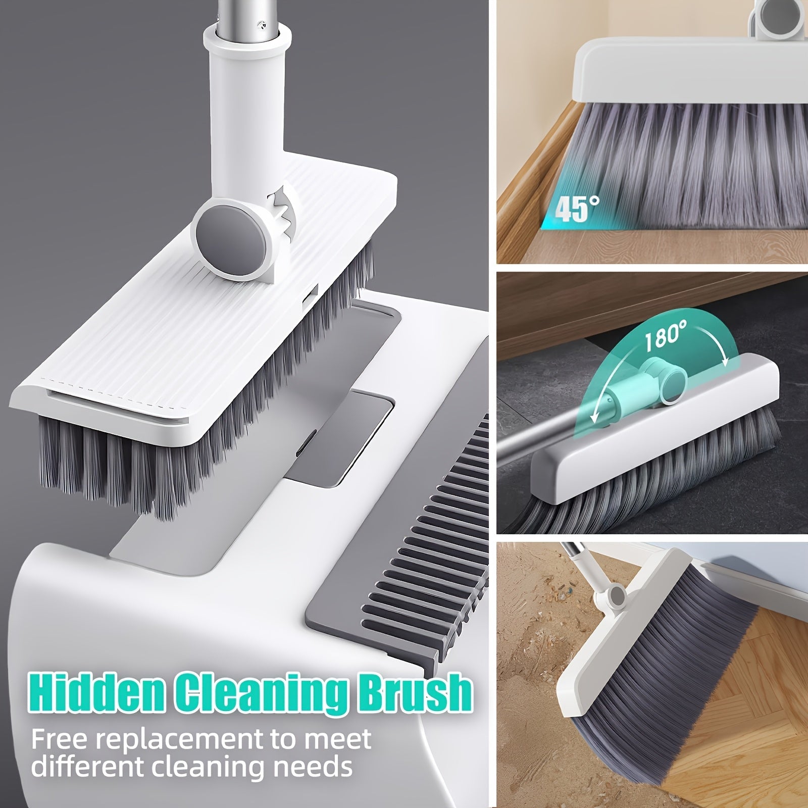 3-In-1 Household Broom with Dustpan Floor, Brush Set | 2-In-1 Cleaning Set with Long Handle, with Garbage Bags, Efficient Sweeping, Scrubbing with Comb Tooth Dustpan, Outdoor And Patio Cleaning, Essential Cleaning Supplies
