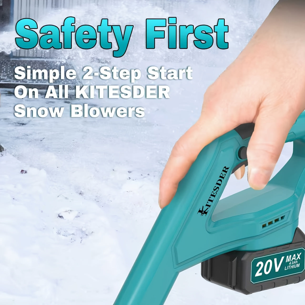 20V Snow Blower with Brushless Motor | 12'' Clearing Width & 6'' Depth, 20FT Snow Throwing Distance, 4.0Ah Rechargeable Lithium Battery, Easy to Store, Ideal for Sidewalks, Steps, Small Driveways - Clears Mild to Moderate Sno