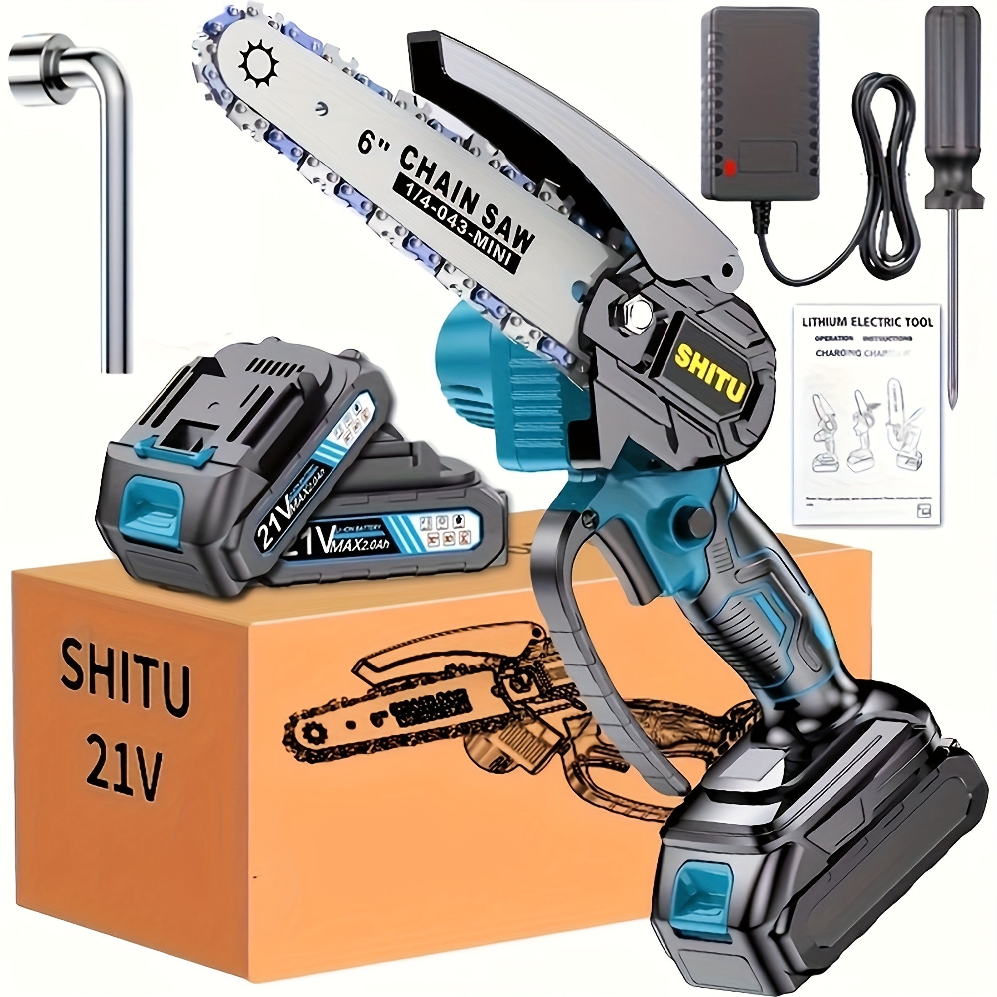 Mini ChainsawCordless, Lightweight & Portable Handheld Electric Tree Cutter with Splash Guard, Security Lock, Optional Rechargeable Battery, And Safe Trimming for Quick Cutting Of Tree Branches, Courtyard, Household, And Gard