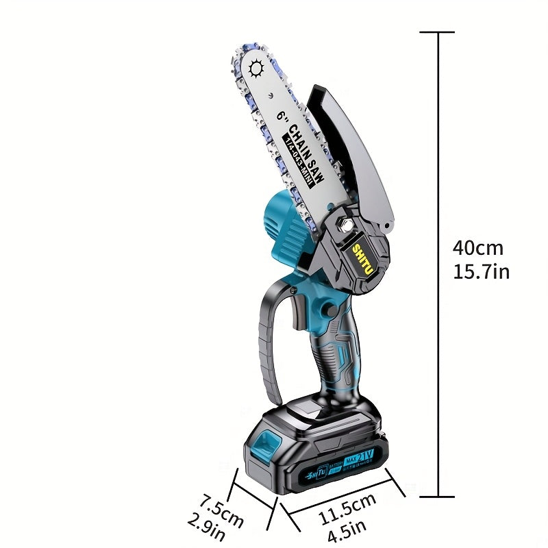 Mini ChainsawCordless, Lightweight & Portable Handheld Electric Tree Cutter with Splash Guard, Security Lock, Optional Rechargeable Battery, And Safe Trimming for Quick Cutting Of Tree Branches, Courtyard, Household, And Gard