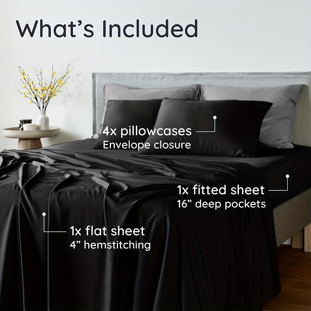 4pcs/6pcs Bamboo Cooling Children Bedding - Breathable And Comfortable - Fit for Hot Sleepers And Sweats, Pillowcases, Flat Sheet And Fitted Sheet - A Perfect Gift