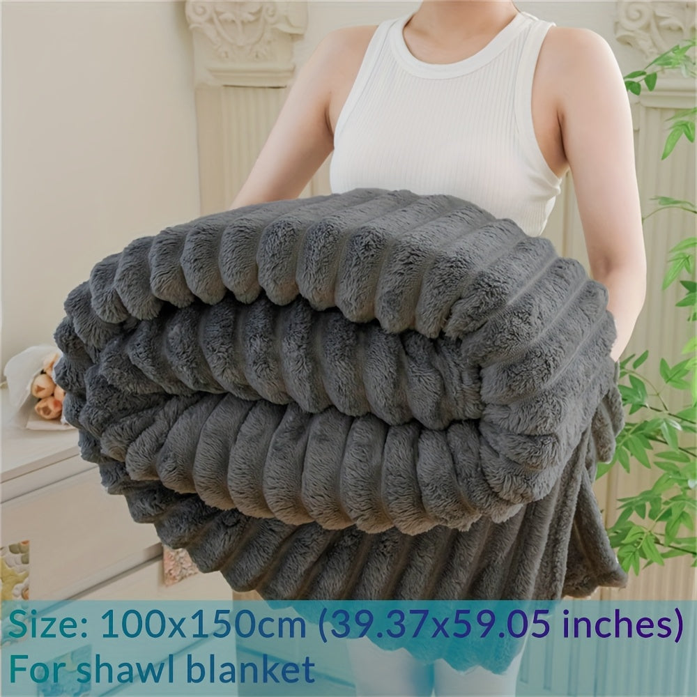 Luxury Faux Rabbit Fur Throw Blanket: Solid Colour Simple Style, Soft, Warm and Comfortable, Suitable for Sofa, Bed, Office and Travel, Multipurpose Gift