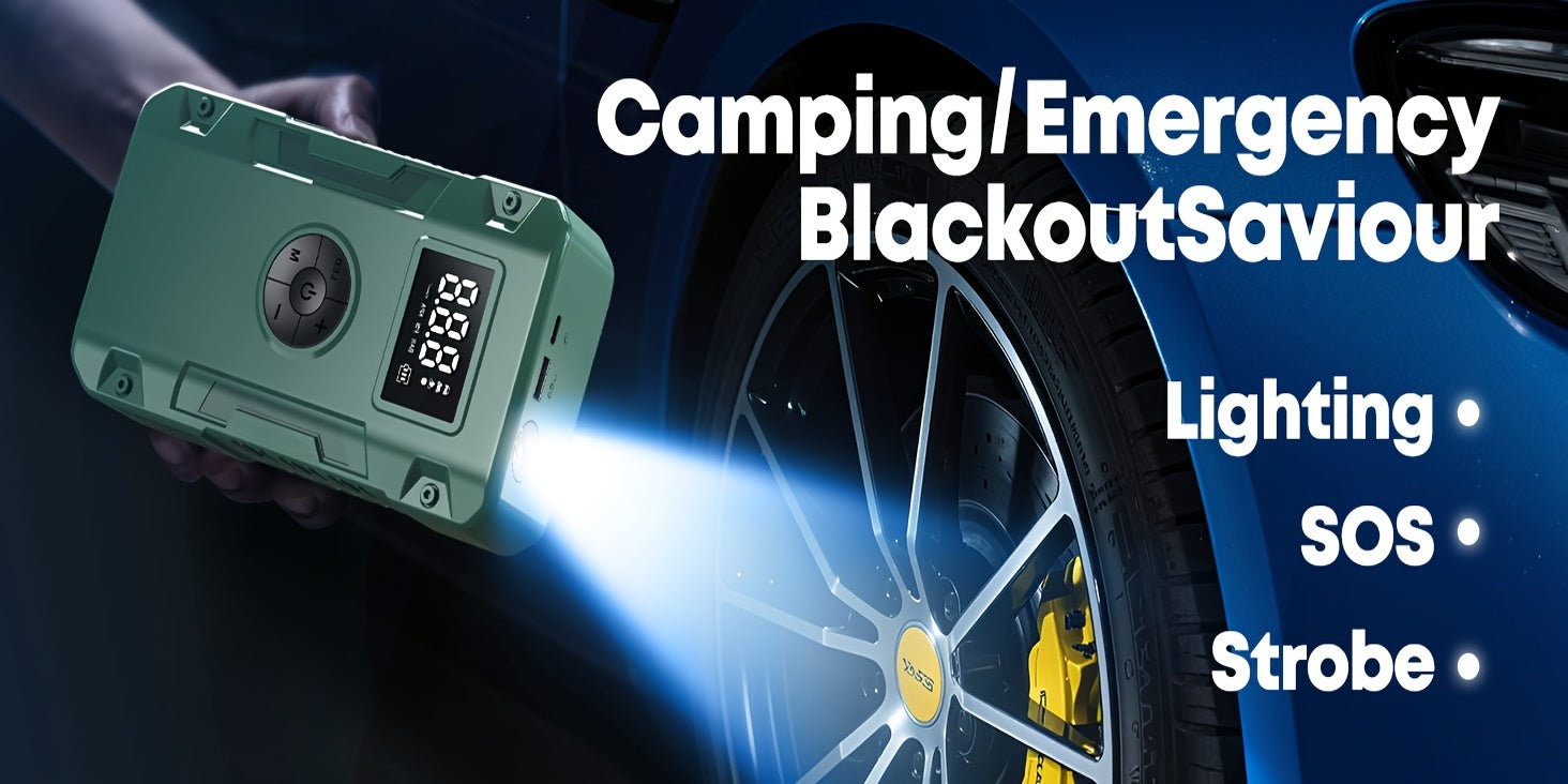 Jump Starter with Air Compressor: 10000A 7-in-1 Emergency Jump Starter, 150 PSI Tire Inflator, Portable Battery Charger, LED Light