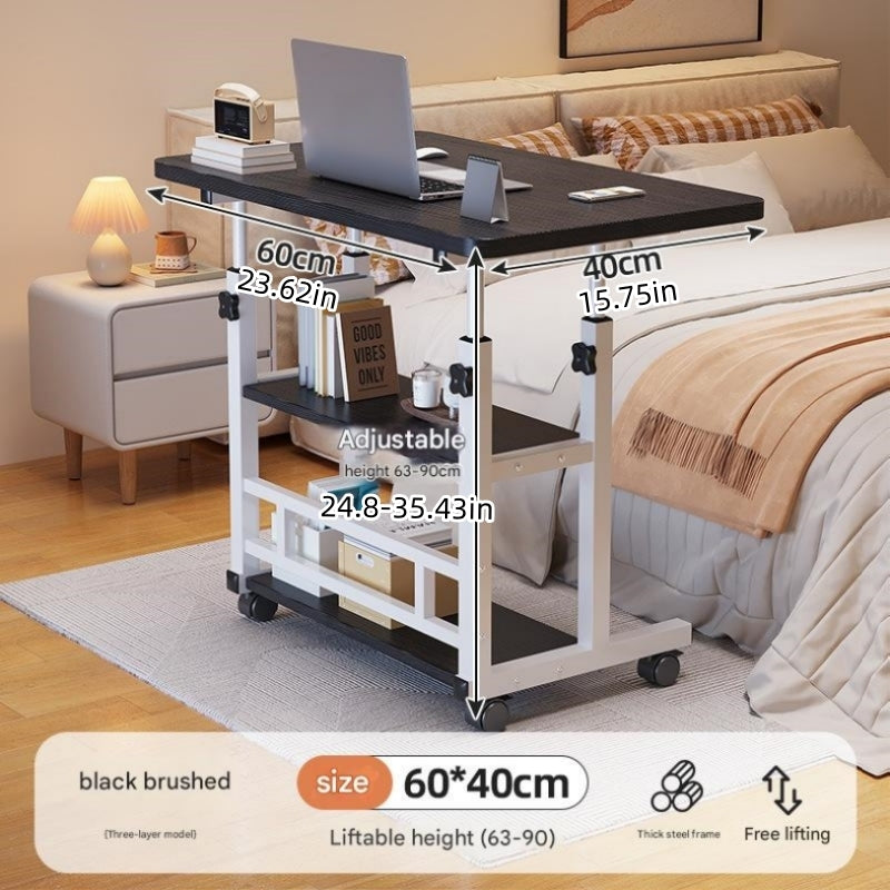 Multifunctional Standing Desk, Height Adjustable 23.62-35.43 Inches, Ergonomic Mobile Computer Desk with Casters, Stable and Comfortable, Sturdy and Durable, Easy to Assemble, Spacious Study Desk Suitable for Home Office and