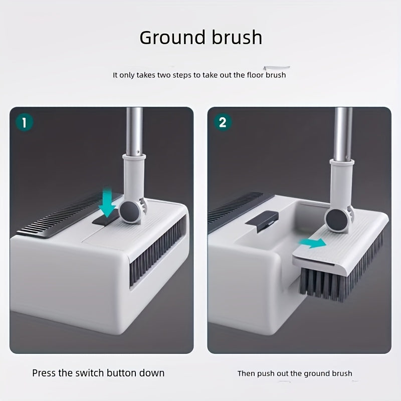 3-In-1 Household Broom with Dustpan Floor, Brush Set | 2-In-1 Cleaning Set with Long Handle, with Garbage Bags, Efficient Sweeping, Scrubbing with Comb Tooth Dustpan, Outdoor And Patio Cleaning, Essential Cleaning Supplies
