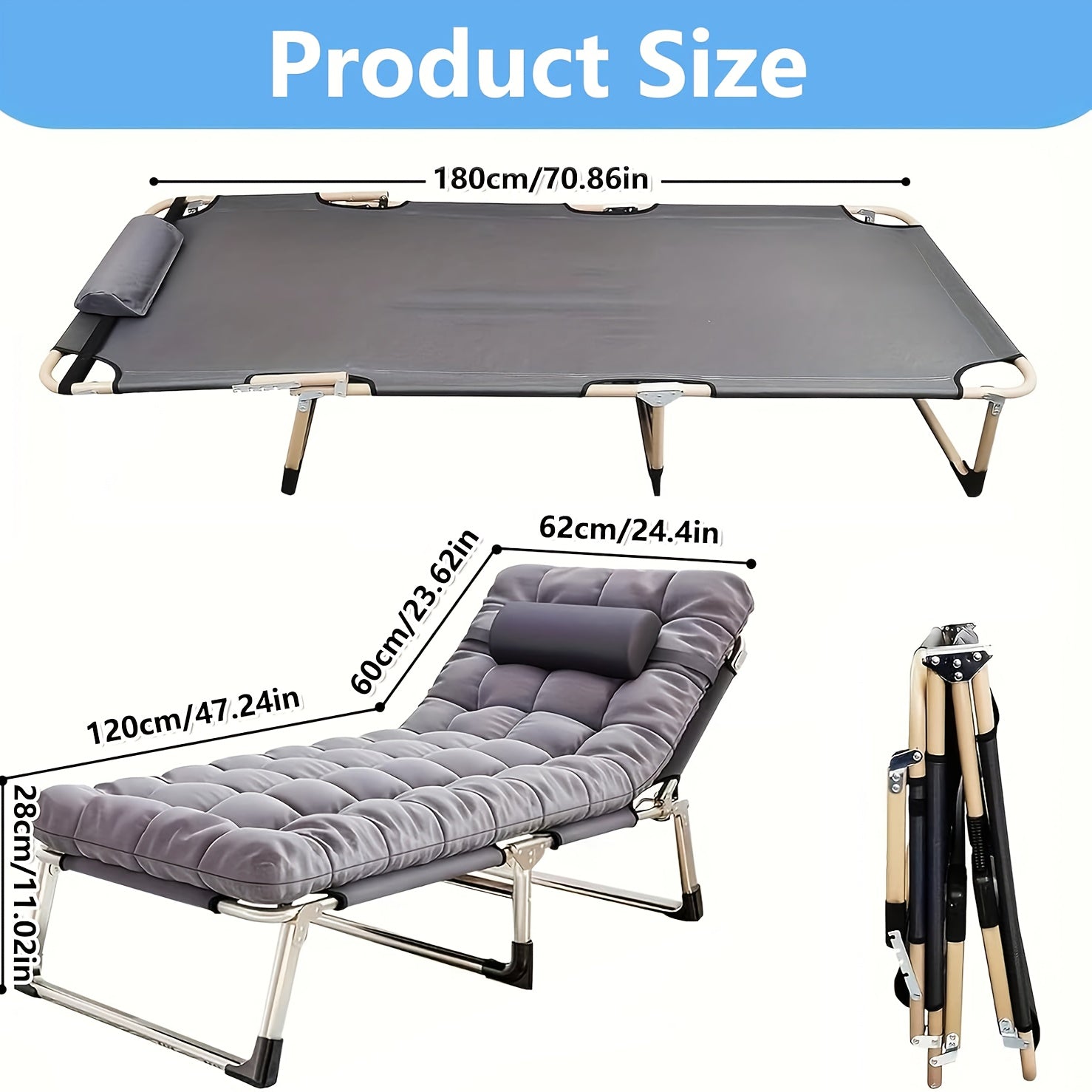 Heavy-Duty Folding Bed Measuring 8 to 10 Feet, with a Height of 70.4 to 74 Inches And Weight Capacities of 450, 500, 550, Or 600 Pounds. This Portable Guest Bed Comes with a Flip-Up Mattress Included
