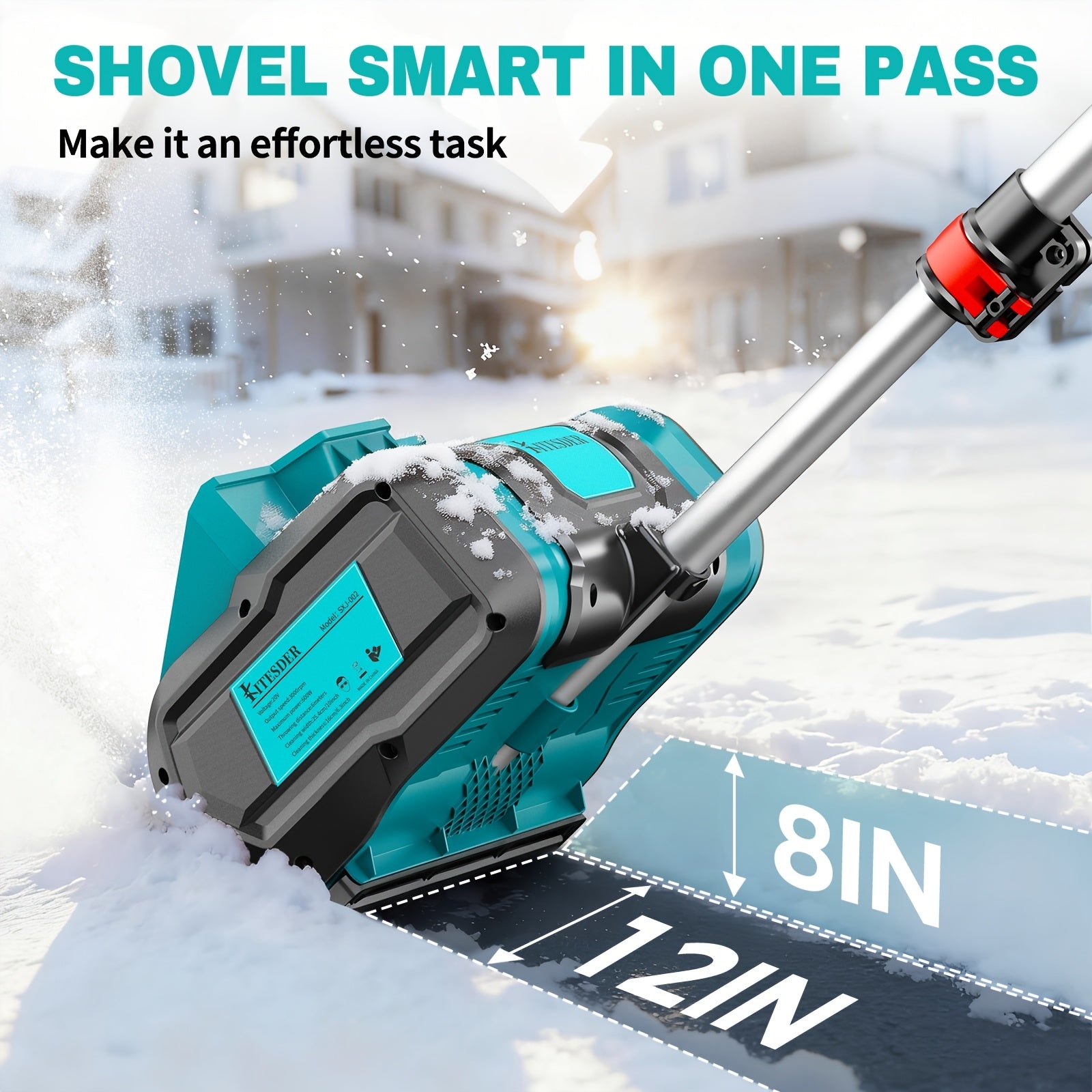 20V Snow Blower with Brushless Motor | 12'' Clearing Width & 6'' Depth, 20FT Snow Throwing Distance, 4.0Ah Rechargeable Lithium Battery, Easy to Store, Ideal for Sidewalks, Steps, Small Driveways - Clears Mild to Moderate Sno