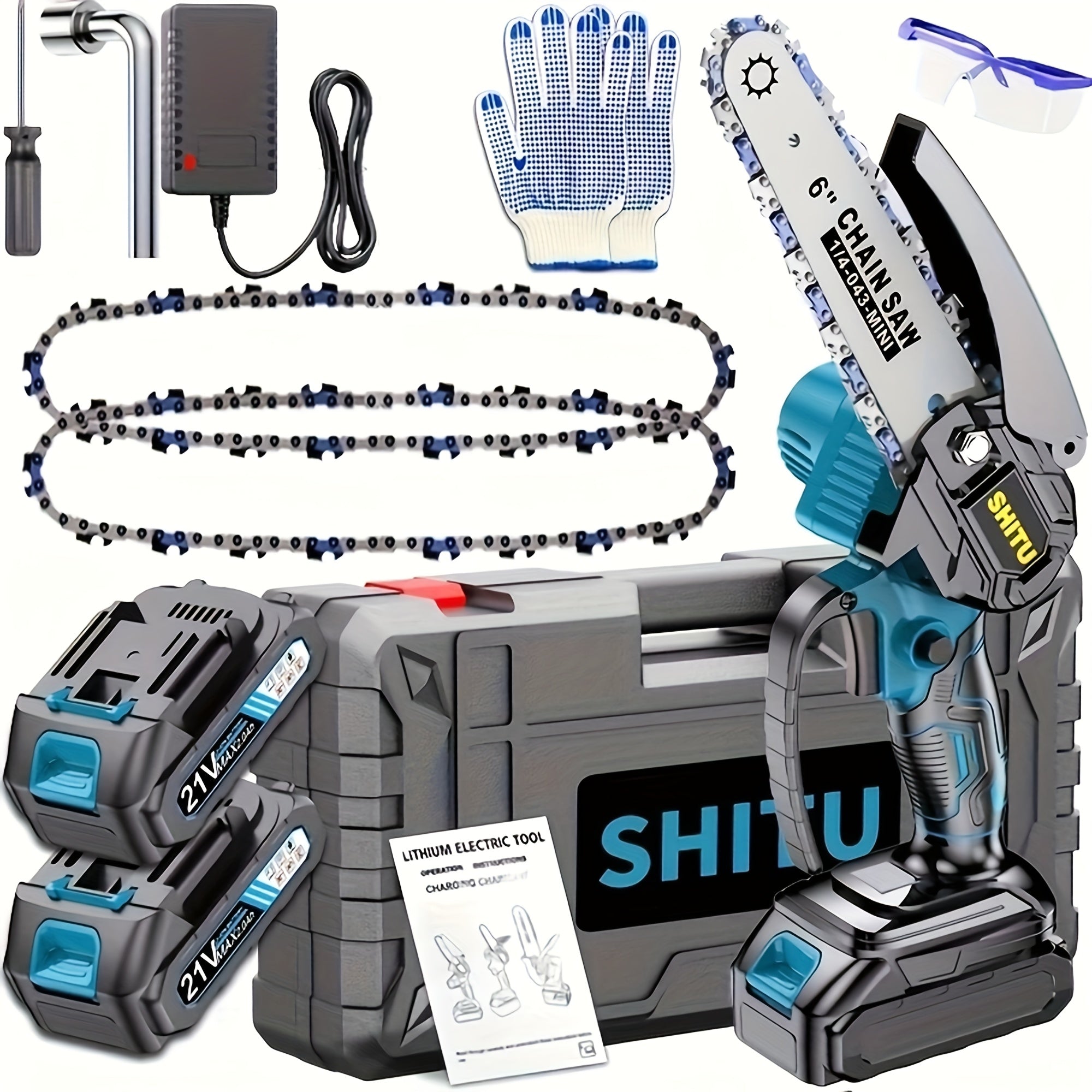 Mini ChainsawCordless, Lightweight & Portable Handheld Electric Tree Cutter with Splash Guard, Security Lock, Optional Rechargeable Battery, And Safe Trimming for Quick Cutting Of Tree Branches, Courtyard, Household, And Gard