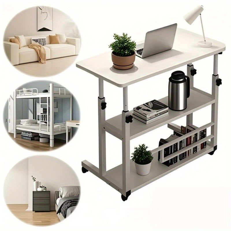 Multifunctional Standing Desk, Height Adjustable 23.62-35.43 Inches, Ergonomic Mobile Computer Desk with Casters, Stable and Comfortable, Sturdy and Durable, Easy to Assemble, Spacious Study Desk Suitable for Home Office and