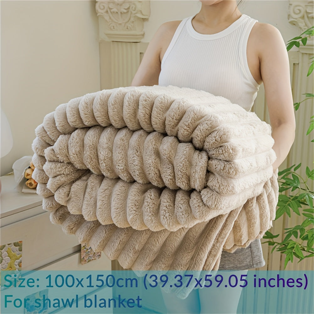 Luxury Faux Rabbit Fur Throw Blanket: Solid Colour Simple Style, Soft, Warm and Comfortable, Suitable for Sofa, Bed, Office and Travel, Multipurpose Gift
