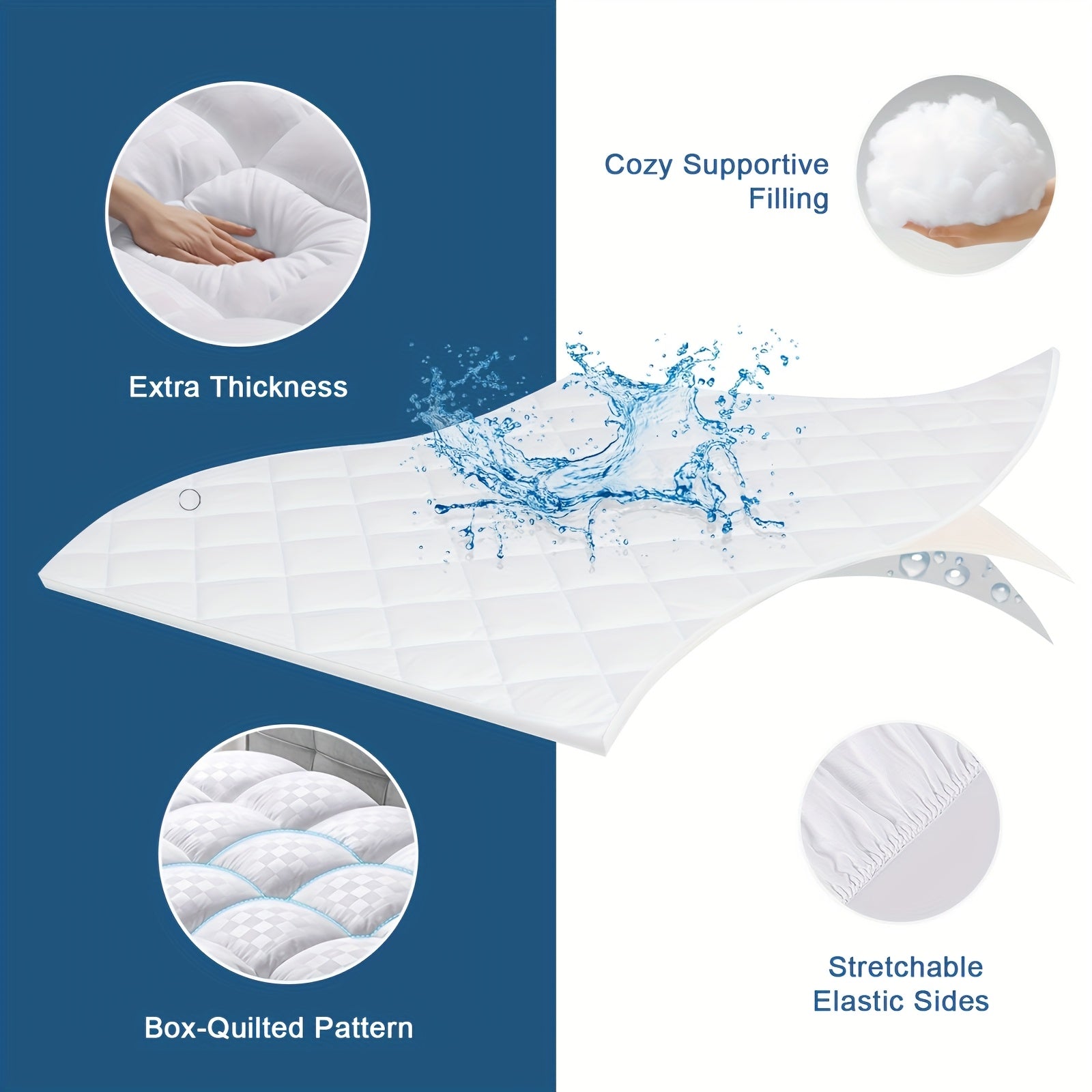 Extra-Thick Mattress Cover with Cushioning Topper - Spill-Proof & Stain-Resistant Bed Suitable for Bedrooms, Student Dorms,, - Machine Washable Breathable Cover Fits All Bed Sizes (No)