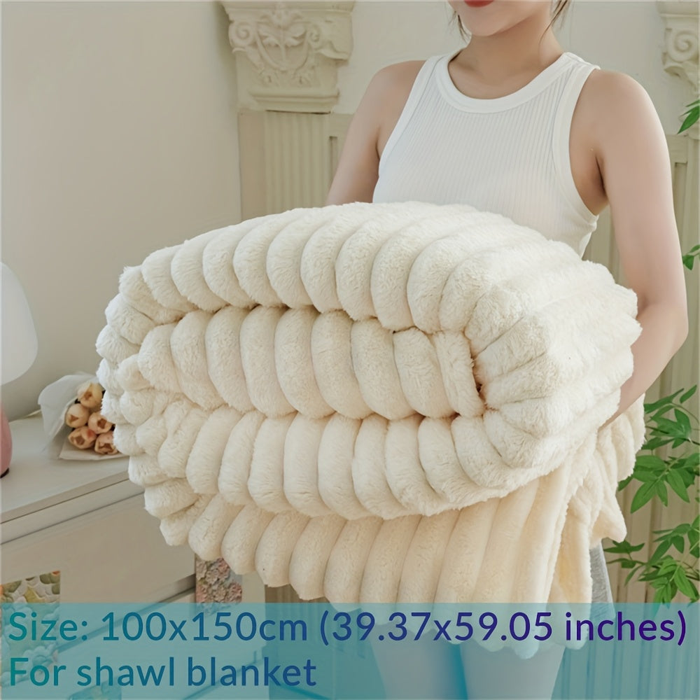 Luxury Faux Rabbit Fur Throw Blanket: Solid Colour Simple Style, Soft, Warm and Comfortable, Suitable for Sofa, Bed, Office and Travel, Multipurpose Gift