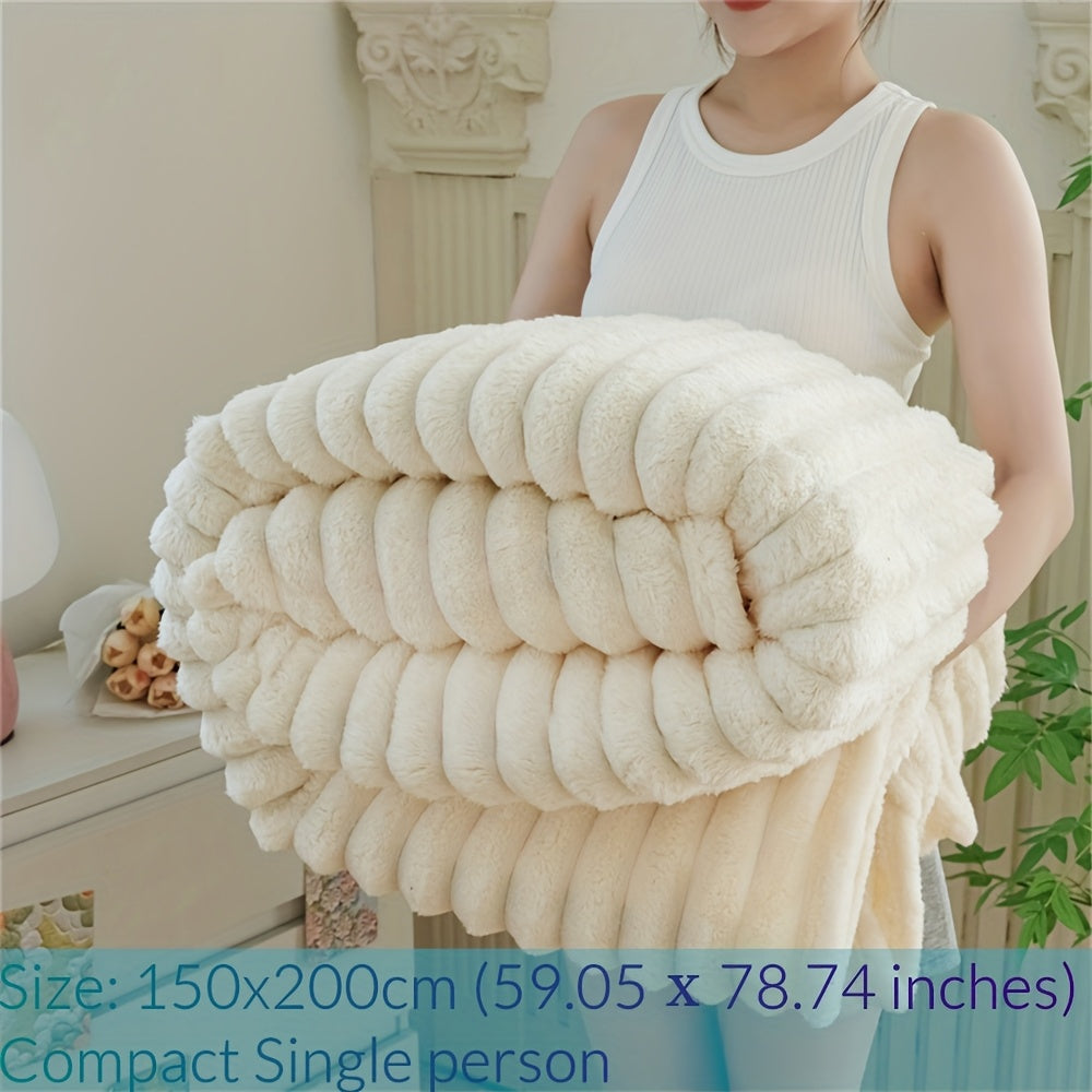 Luxury Faux Rabbit Fur Throw Blanket: Solid Colour Simple Style, Soft, Warm and Comfortable, Suitable for Sofa, Bed, Office and Travel, Multipurpose Gift