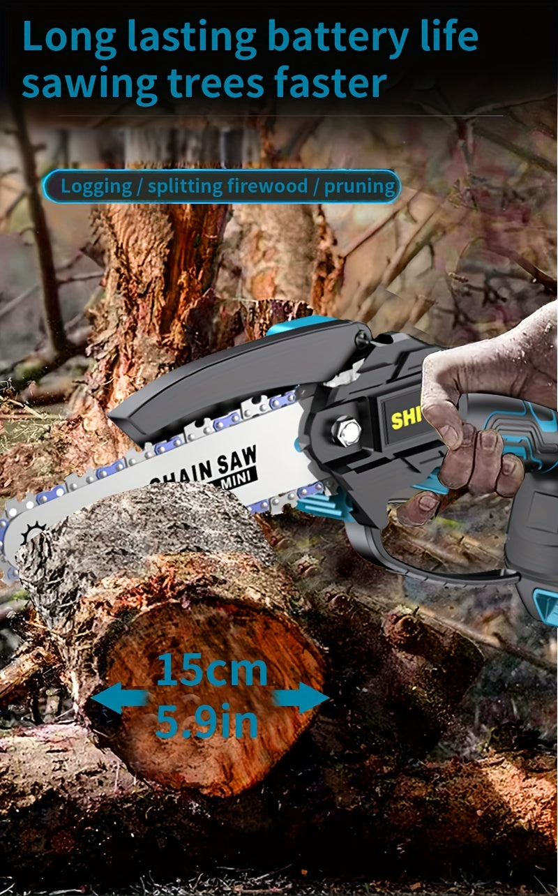 Mini ChainsawCordless, Lightweight & Portable Handheld Electric Tree Cutter with Splash Guard, Security Lock, Optional Rechargeable Battery, And Safe Trimming for Quick Cutting Of Tree Branches, Courtyard, Household, And Gard