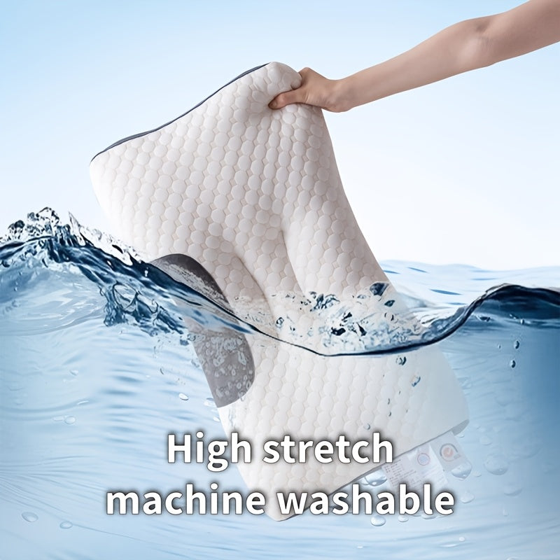 2pcs Massage Neck Pillows Adjustable Ergonomic Orthopedic Contour Support, High-Quality Pillow Core With Removable Zippered Cover, All-Season Sleeping Comfort, Neck And Shoulder Massager, Modern Pillow Design, Breathable Fabr
