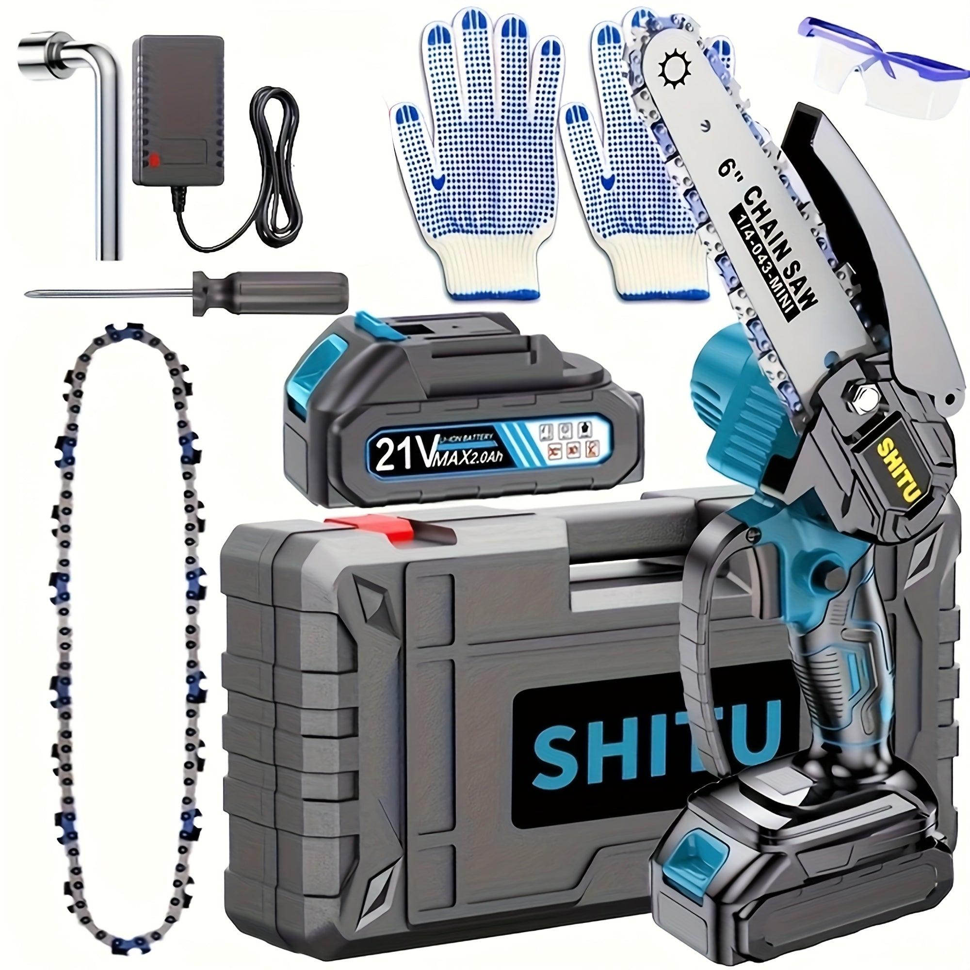 Mini ChainsawCordless, Lightweight & Portable Handheld Electric Tree Cutter with Splash Guard, Security Lock, Optional Rechargeable Battery, And Safe Trimming for Quick Cutting Of Tree Branches, Courtyard, Household, And Gard