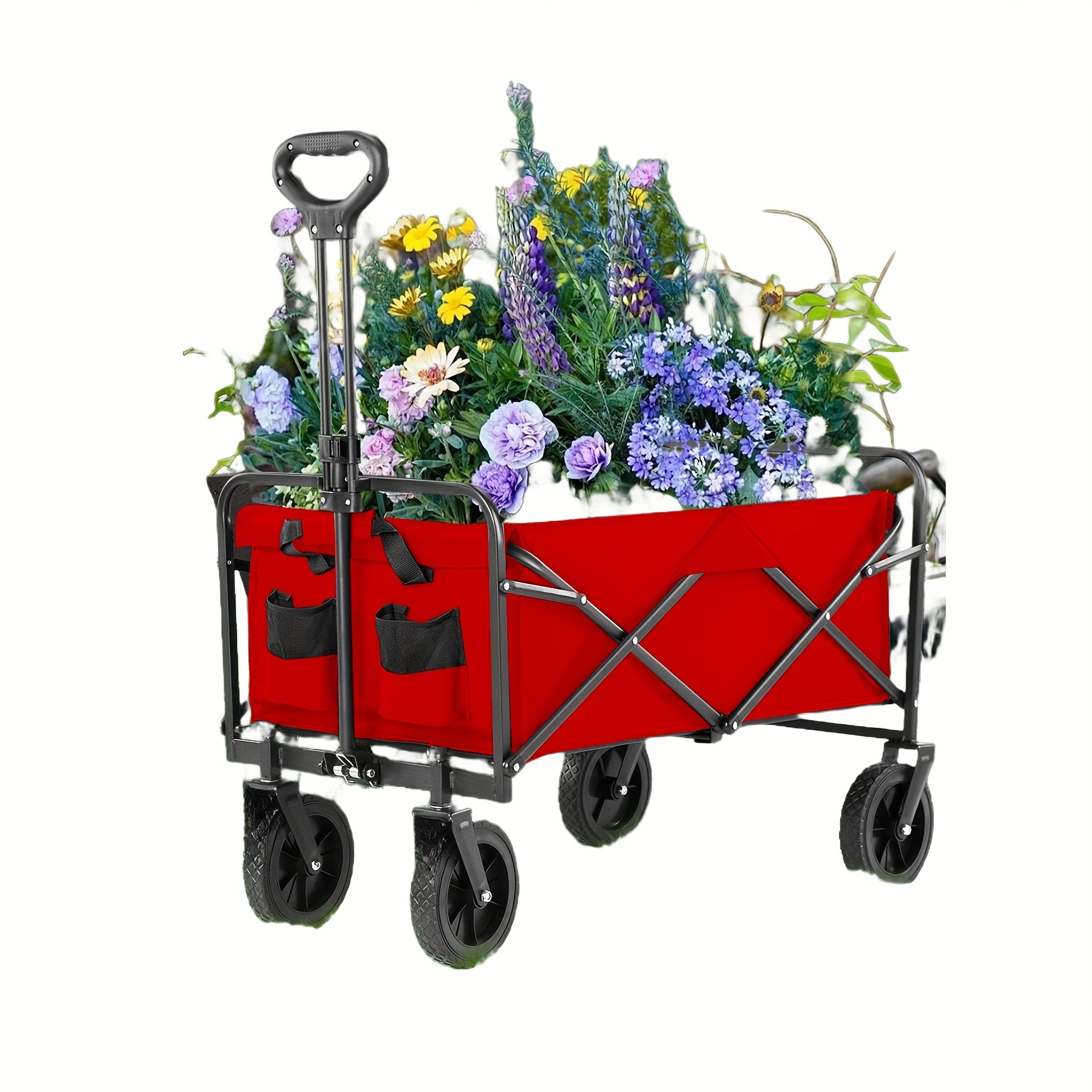 Large Capacity 680/450/220 lb Heavy-Duty Foldable Multi-Purpose Hand Truck, 4 All-Terrain Swivel Casters, Durable Alloy Steel Frame & 600D Oxford Fabric, No Assembly Required, Adjustable Height Cart, Suitable for Camping, Gar
