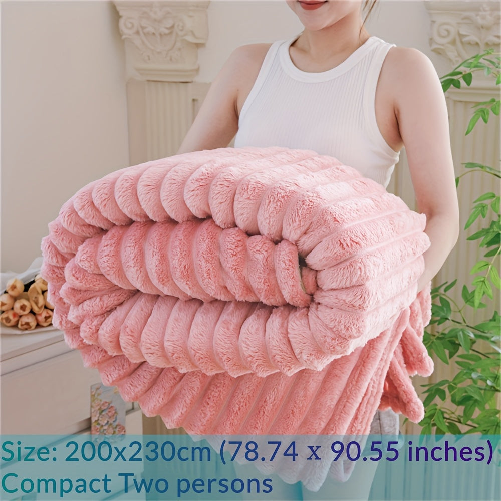 Luxury Faux Rabbit Fur Throw Blanket: Solid Colour Simple Style, Soft, Warm and Comfortable, Suitable for Sofa, Bed, Office and Travel, Multipurpose Gift