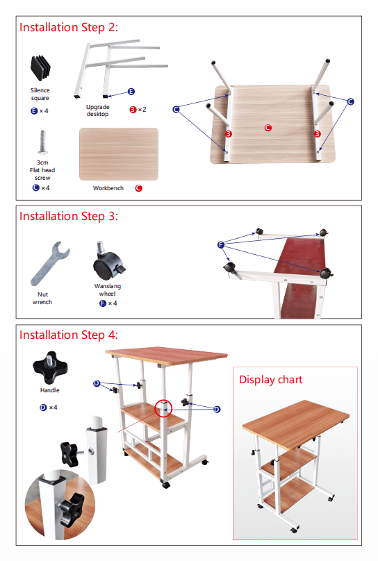 Multifunctional Standing Desk, Height Adjustable 23.62-35.43 Inches, Ergonomic Mobile Computer Desk with Casters, Stable and Comfortable, Sturdy and Durable, Easy to Assemble, Spacious Study Desk Suitable for Home Office and