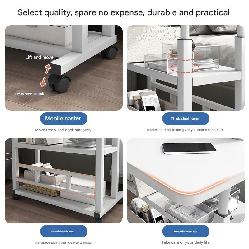 Multifunctional Standing Desk, Height Adjustable 23.62-35.43 Inches, Ergonomic Mobile Computer Desk with Casters, Stable and Comfortable, Sturdy and Durable, Easy to Assemble, Spacious Study Desk Suitable for Home Office and
