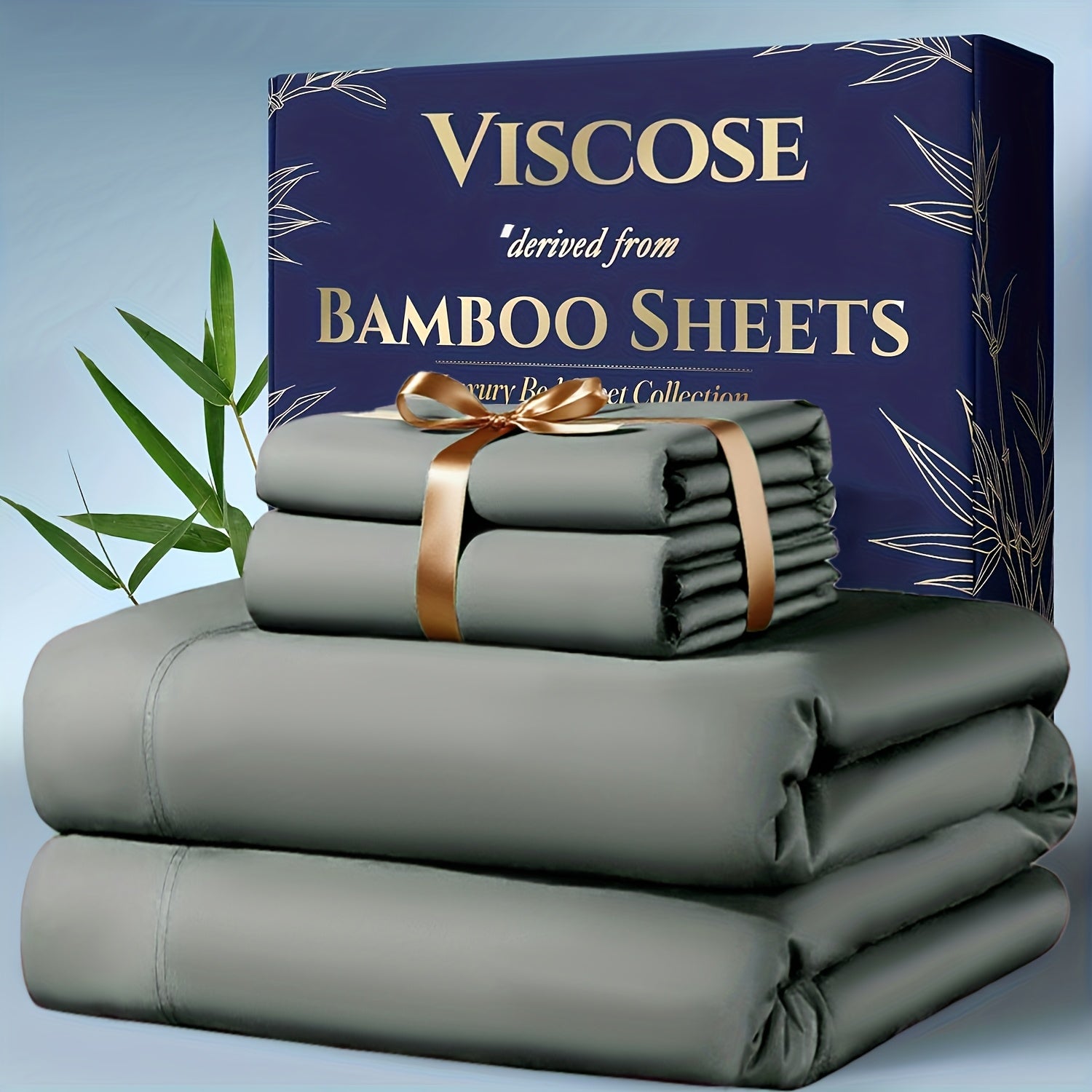 4pcs Bamboo Cooling Bedding - Extra Deep Pocket Breathable And Cooling - Suitable for Hot Sleepers And Sweats, Children Pillowcases, Flat Sheet And Fitted Sheet - A Perfect Gift for Family, Queen And King Sizes, Next Day Deli