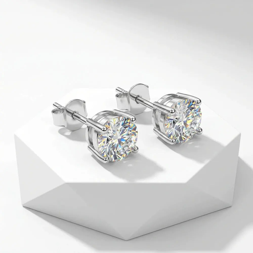 KANOLAN Moissanite Earrings for Women Man 0.1-5ct D VVS1 GRA Round Brilliant Cut Lab Diamond s925 Sterling Silver Stud Earring
