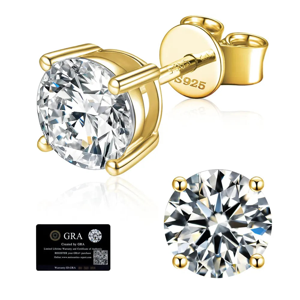 KANOLAN Moissanite Earrings for Women Man 0.1-5ct D VVS1 GRA Round Brilliant Cut Lab Diamond s925 Sterling Silver Stud Earring