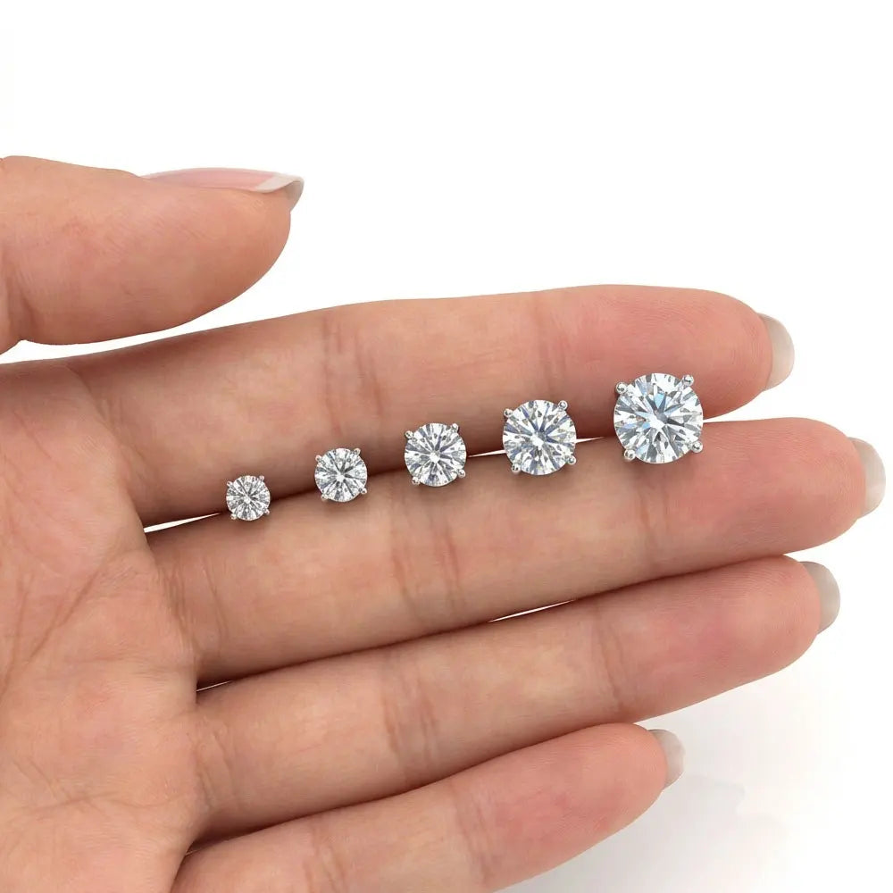KANOLAN Moissanite Earrings for Women Man 0.1-5ct D VVS1 GRA Round Brilliant Cut Lab Diamond s925 Sterling Silver Stud Earring