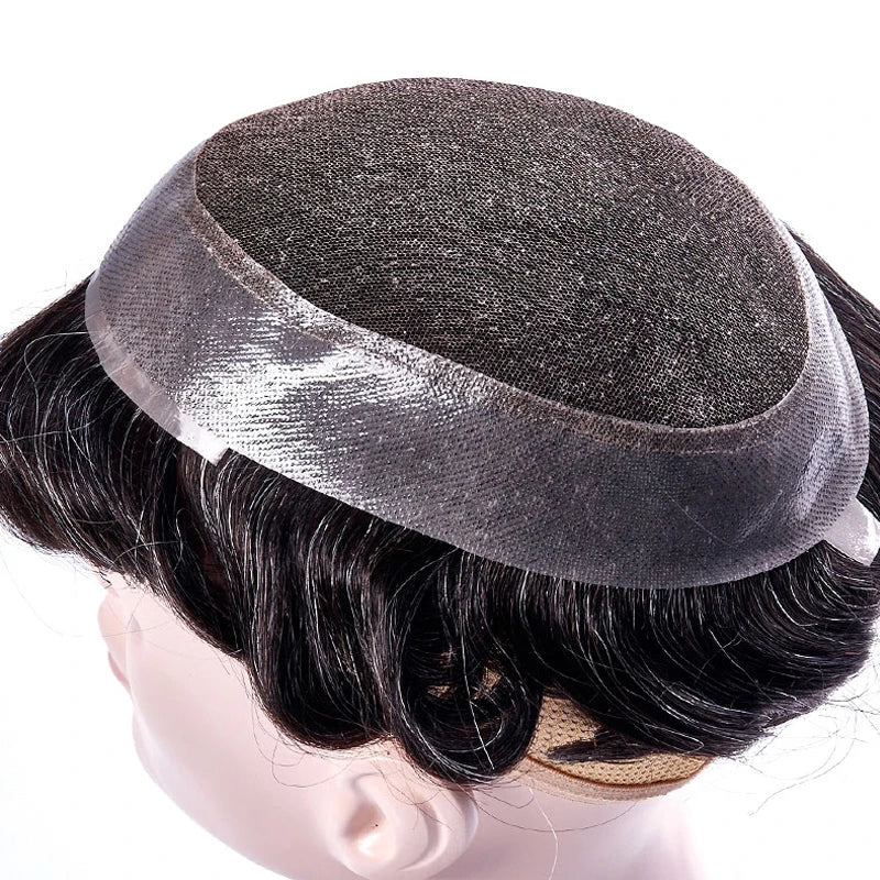 Australia Man Toupee Human Hair Wigs Lace PU Human Hair System Men Wig Hairpiece Indian Human Hair Natural Capillary Prosthesis