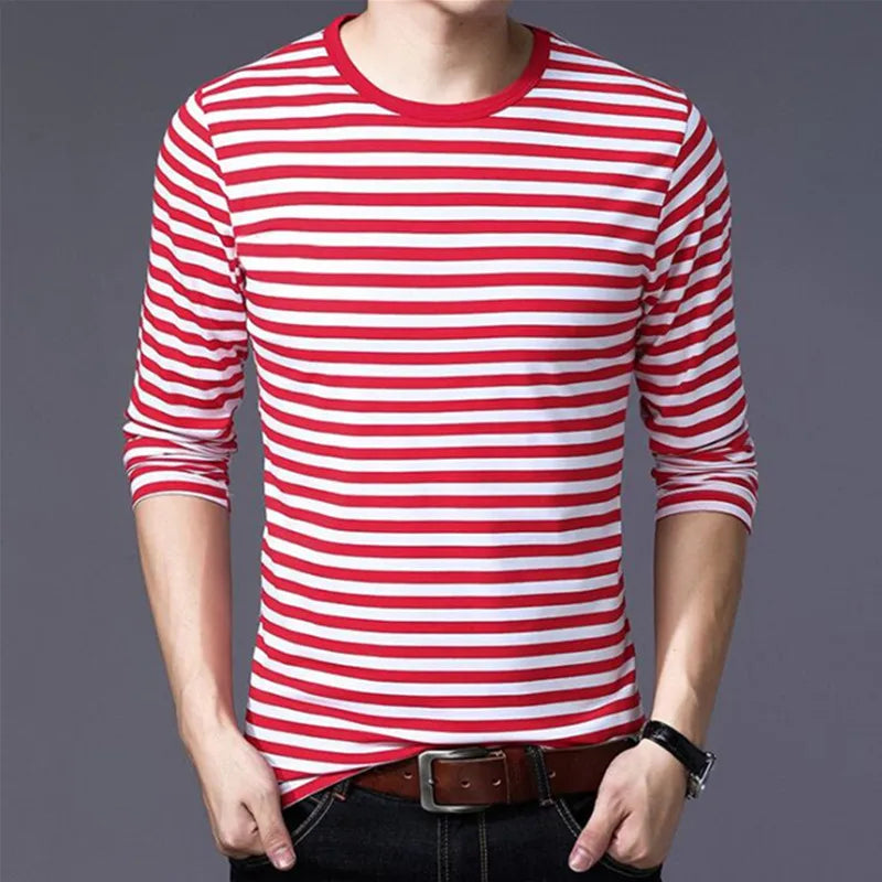 Men t-shirt for men clothing harajuku Women's t-shirt Slim Fit cotton Stripe Long sleeve tshirt Plus Size fashion T-shirts top