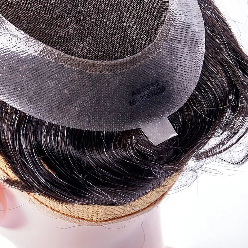 Australia Man Toupee Human Hair Wigs Lace PU Human Hair System Men Wig Hairpiece Indian Human Hair Natural Capillary Prosthesis