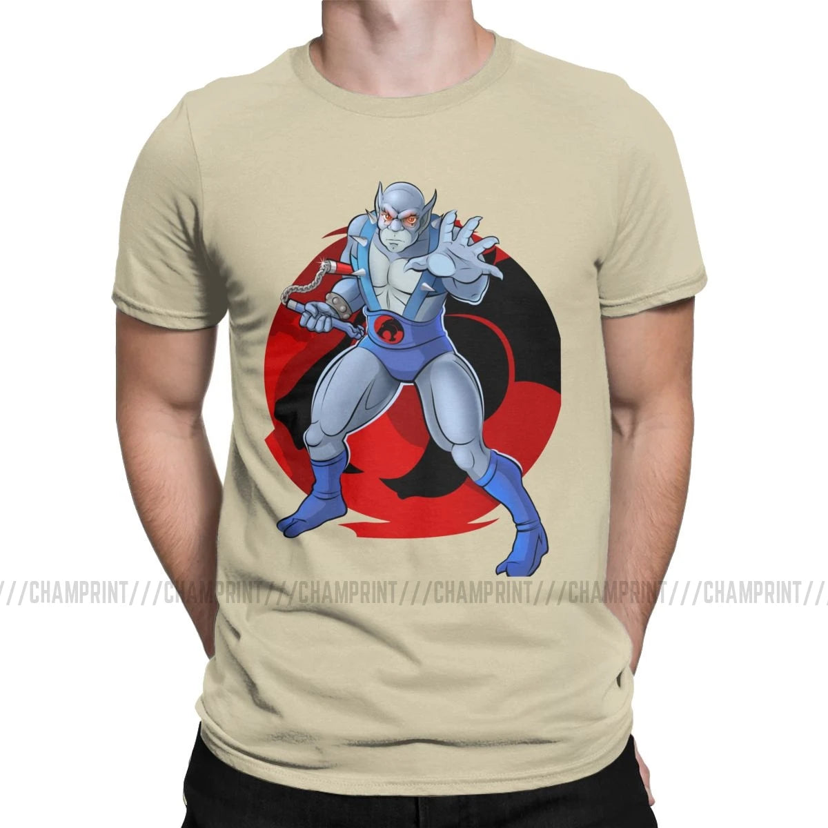 Men's T-Shirt Panthro Amazing Pure Cotton Tees Short Sleeve Thundercats 80s Retro Cartoon T Shirts Crew Neck Tops Graphic