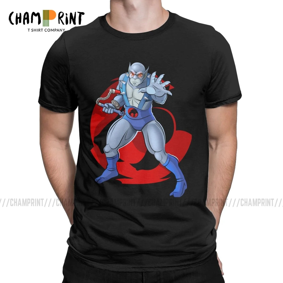 Men's T-Shirt Panthro Amazing Pure Cotton Tees Short Sleeve Thundercats 80s Retro Cartoon T Shirts Crew Neck Tops Graphic
