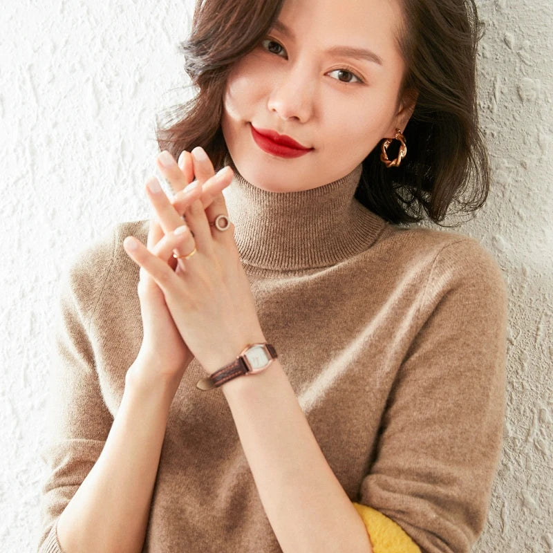 Women Sweaters 100% Pure Cashmere Pullovers Winter New Arrival Turtleneck Jumpers Woman Knitwear Girl Clothes Lady Top 20Colors