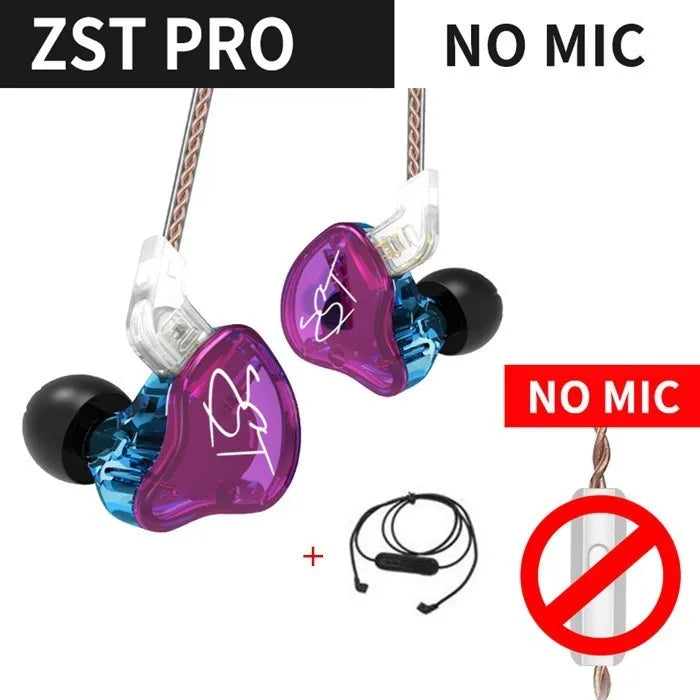 KZ ZST Bluetooth Earphones 1DD+1BA Driver Dynamic & Armature in Ear Monitors Noise Isolating HiFi Music Sports Earbuds Headset