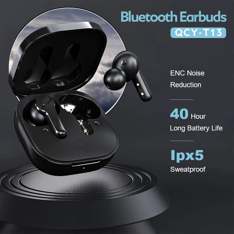 QCY T13 Bluetooth Headphone V5.1 Wireless TWS Earphone Touch Control Earbuds 4 Microphones ENC HD Call Headset Customizing APP