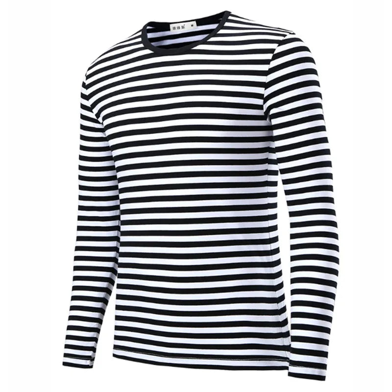 Men t-shirt for men clothing harajuku Women's t-shirt Slim Fit cotton Stripe Long sleeve tshirt Plus Size fashion T-shirts top