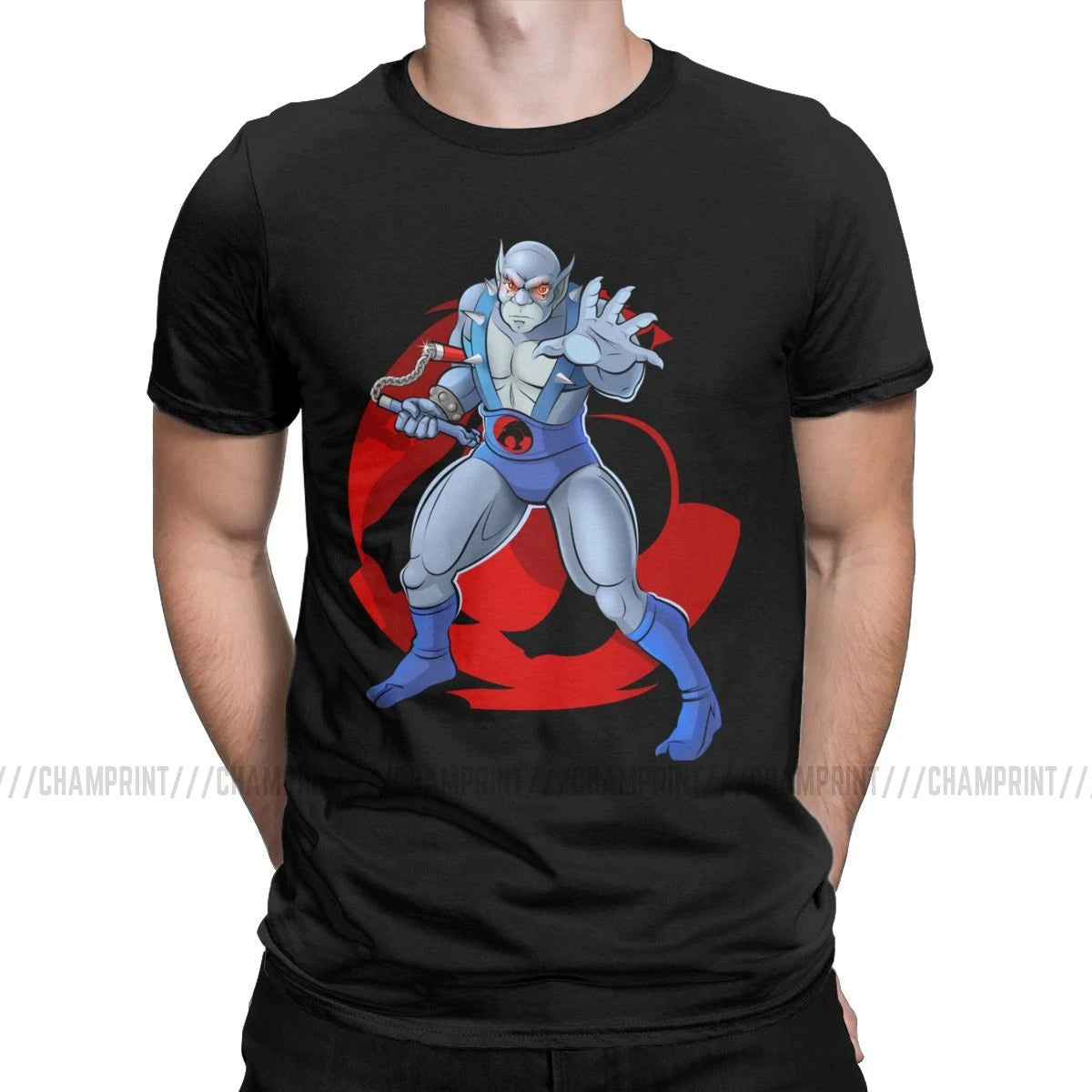 Men's T-Shirt Panthro Amazing Pure Cotton Tees Short Sleeve Thundercats 80s Retro Cartoon T Shirts Crew Neck Tops Graphic