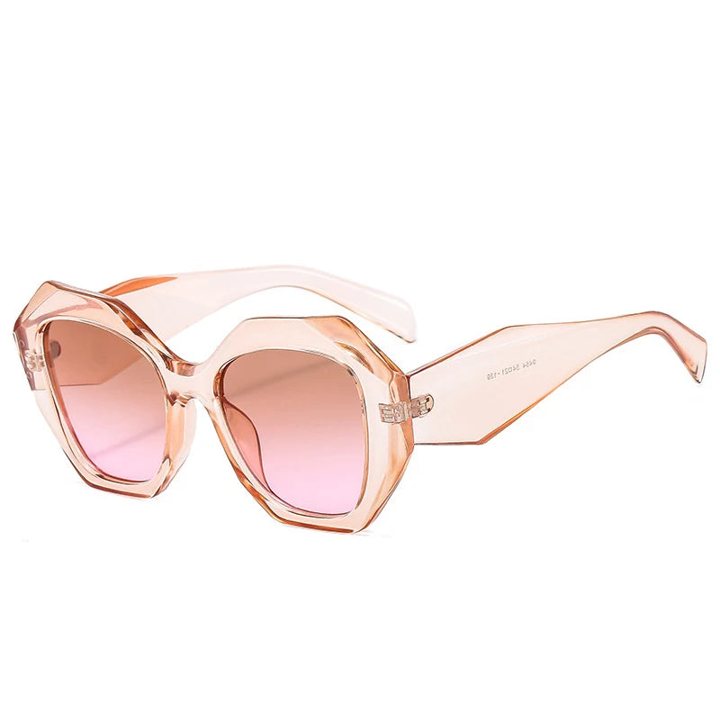 SO&EI Retro Oversized Irregular Polygon Women Sunglasses Fashion Jelly Color Eyewear Shades UV400 Men Gradient Sun Glasses