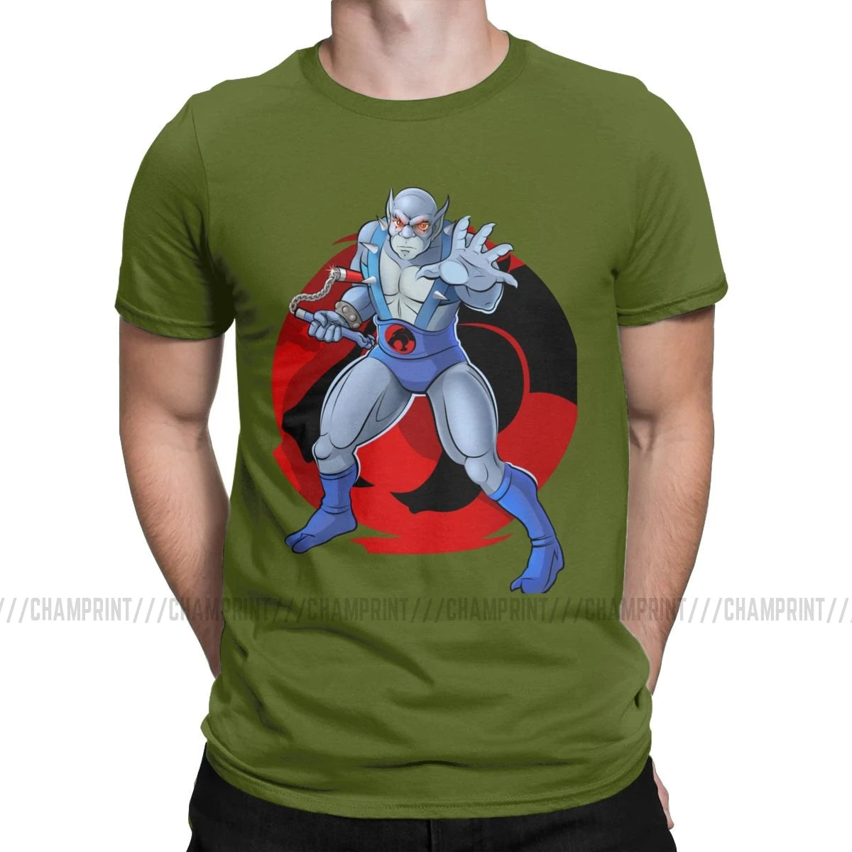 Men's T-Shirt Panthro Amazing Pure Cotton Tees Short Sleeve Thundercats 80s Retro Cartoon T Shirts Crew Neck Tops Graphic