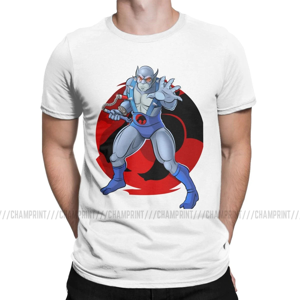Men's T-Shirt Panthro Amazing Pure Cotton Tees Short Sleeve Thundercats 80s Retro Cartoon T Shirts Crew Neck Tops Graphic