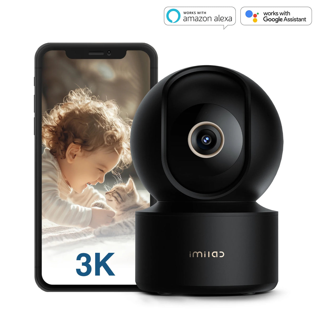 IMILAB C22 3K Security Indoor Camera - 360° View Home Camera with Color Night Vision for Baby/Pet Monitor WiFi6 AI Detection