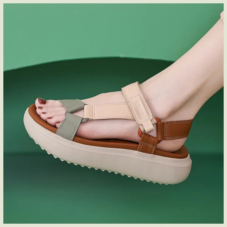 Sandals for Women's 2026 Summer New Lightweight Sandals for Casual Sports Comfort Thick Bottom Large Platform Womens Shoes