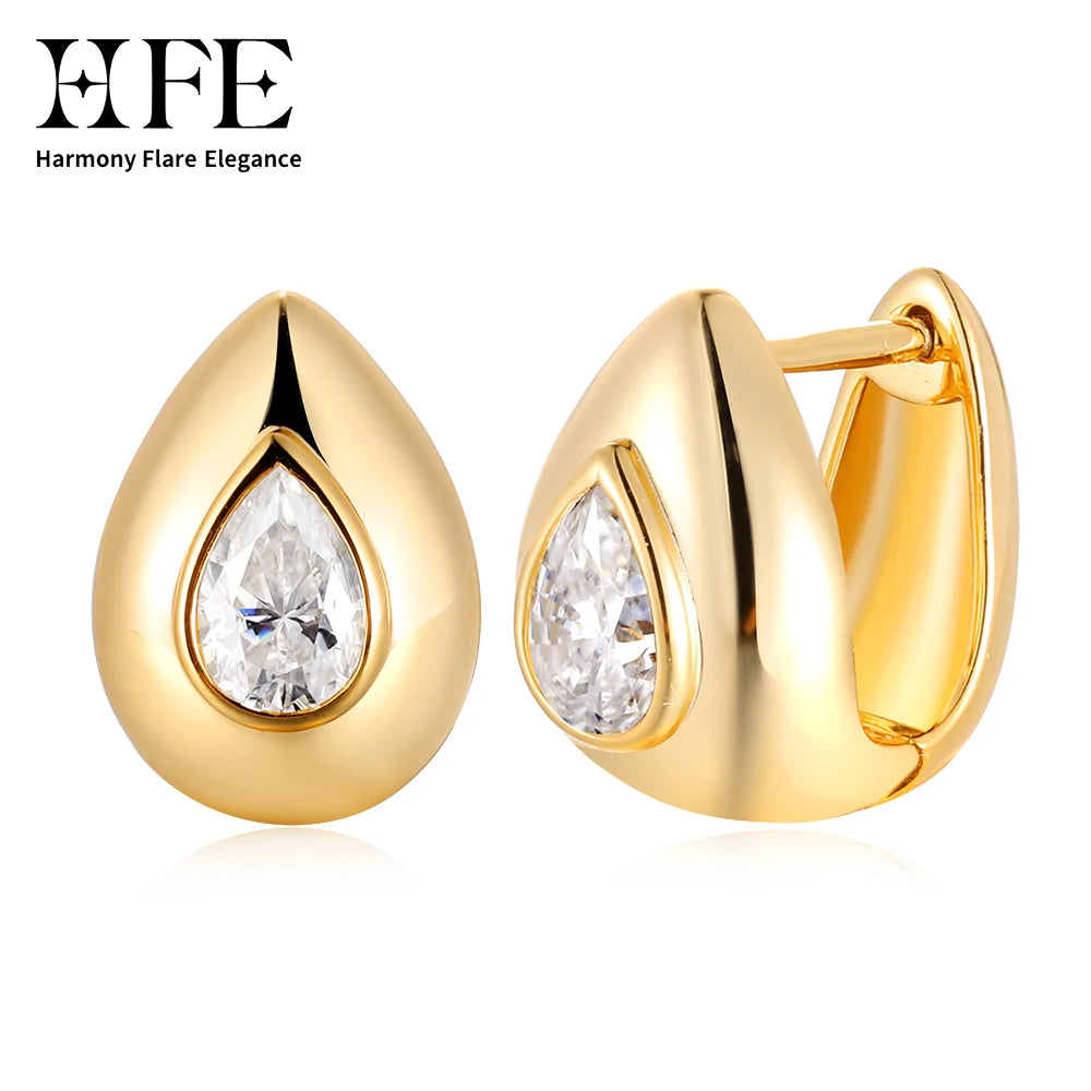 HFE Pear Shaped 0.5 Carat Moissanite Earrings S925 Pure Silver Original Women's Diamond Minimalist Earrings Birthday Party Gift