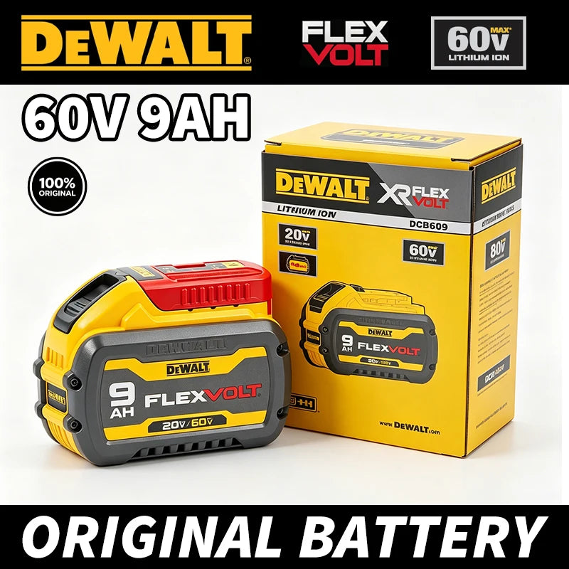 Dewalt 20V/60V 9Ah FlexVolt Lithium Ion Battery Dual Volt 180Wh Replacement Tool Battery Charger Combo Available DCB609 DCB606