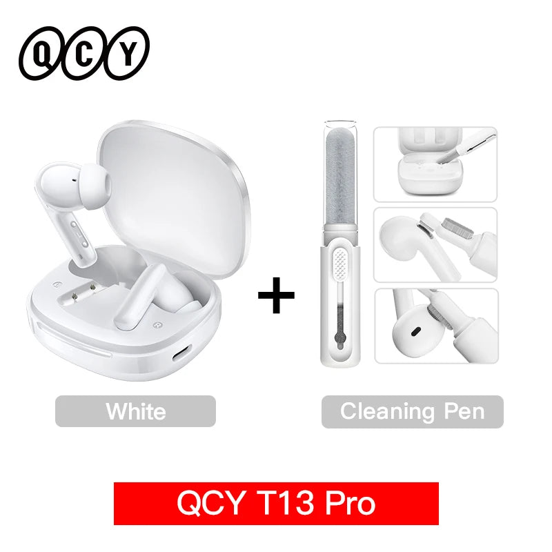 QCY T13 Pro HT23 Adaptive ANC Wireless Earbuds 13mm Drivers Powerful Bass 50dB Hybrid ANC Bluetooth 6.0 Earphones 6 Mics ENC 47H