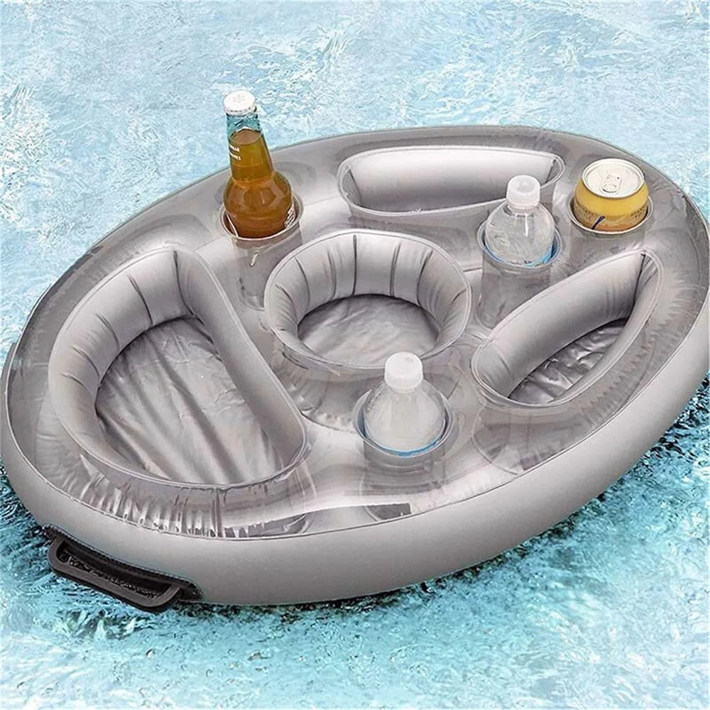 Inflatable Swimming Pool Beer Table Cooler Floating Bar Tray Pool Mattress Water Food Beverage Holder Swimming Accessory