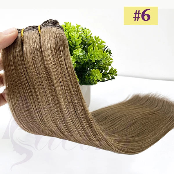 ADEIRS Straight Human Hair Weft Bundles European Remy Natural Human Hair Extension 14"-24" Can Curly Double Hair Weaves Blonde